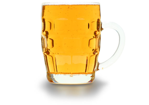 Hospitality copywriting: full pint of beer in a dimpled glass