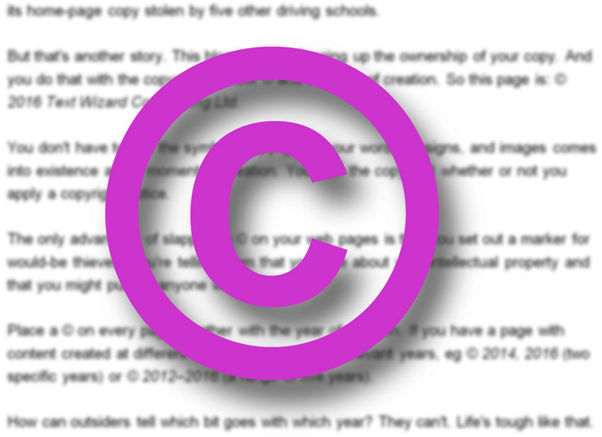 Copyright symbol for online copywriters