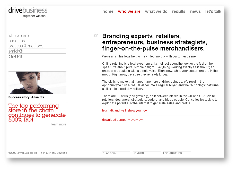 ecommerce copywriter: extract from a page from the drivebusiness website