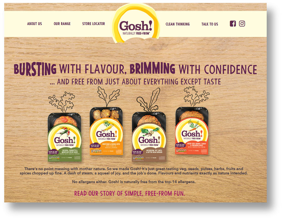 Web content and copywriting: extract from the Gosh! website