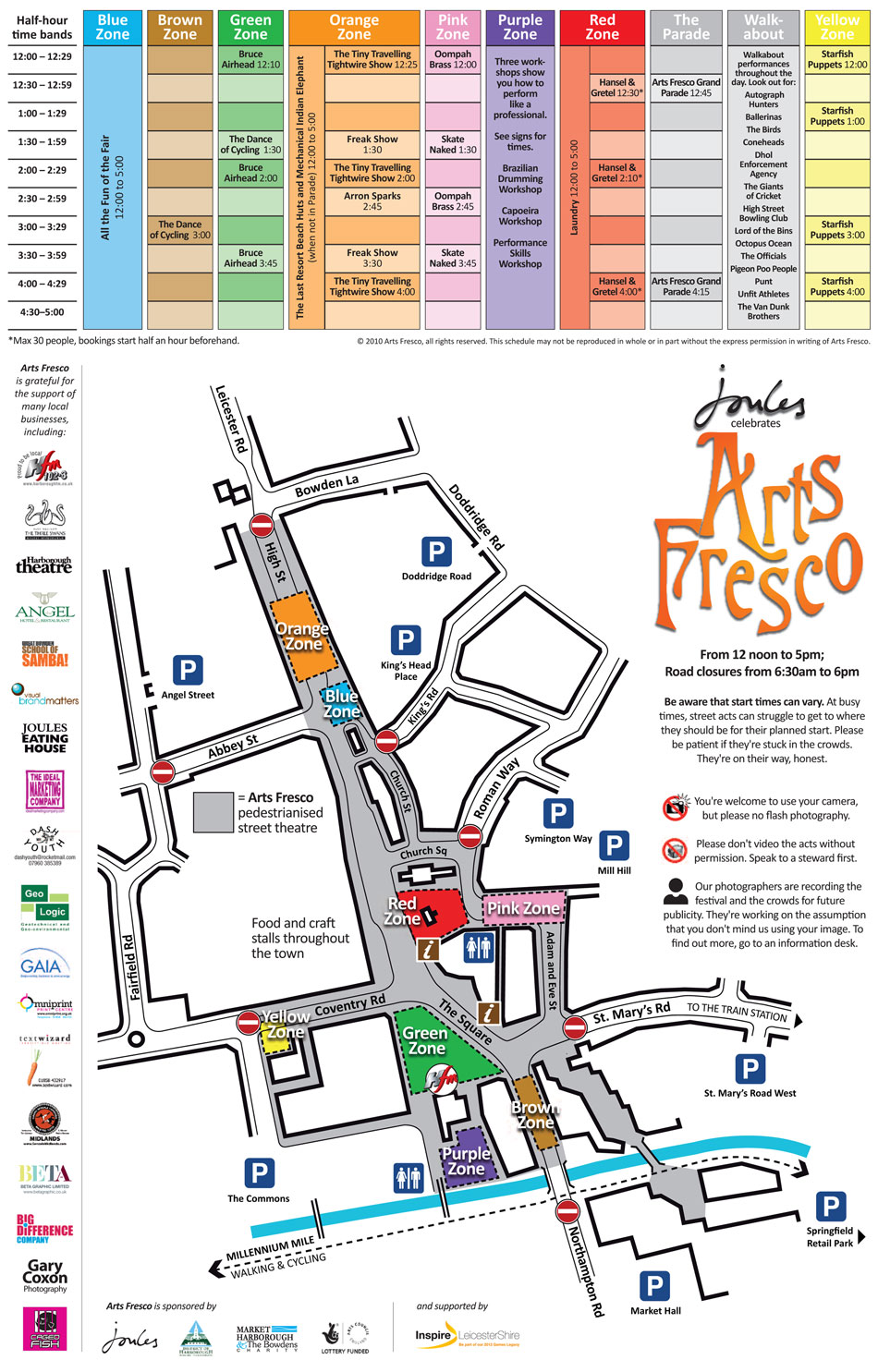 Arts programme copywriter and editor: Arts Fresco town plan and event schedule