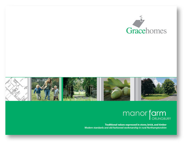 Construction and development copywriting: cover from the brochure for Manor Farm, Orlingbury