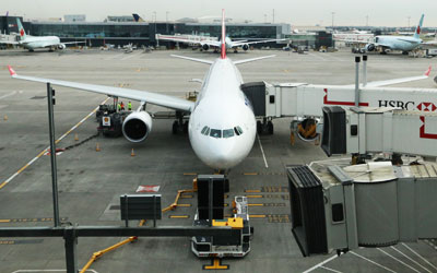 An aircraft on the stand at Heathrow