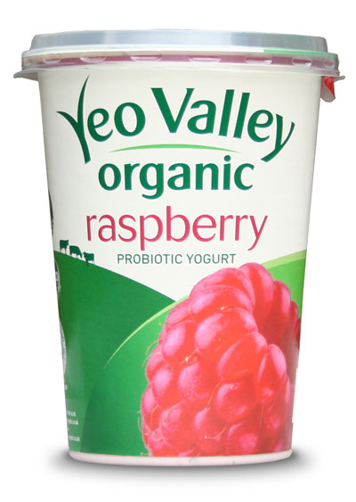 Tone-of-voice copywriter: carton of Yeo Valley Organic raspberry yogurt