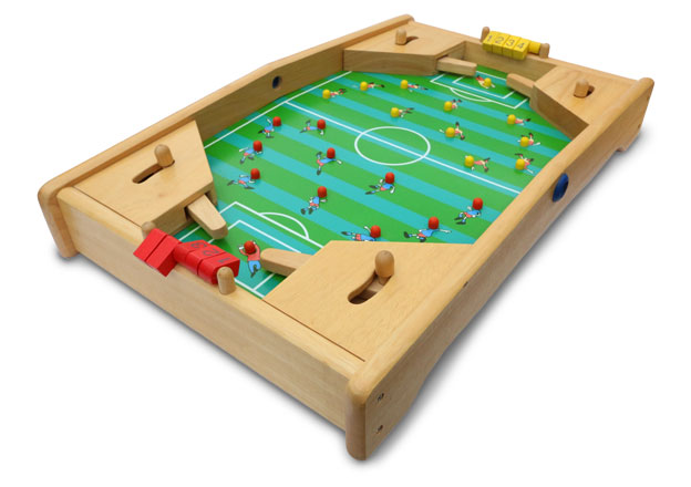 Web copywriting: table-top football game with green striped pitch