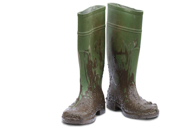 Holidays and tourism copywriter: pair of muddy green wellies