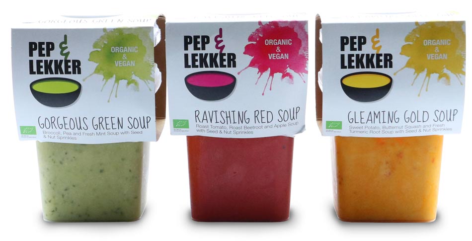 Packaging copywriter: three Pep & Lekker soup cartons