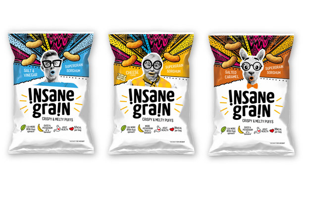 Food packaging copywriter: three packs of Insane Grain