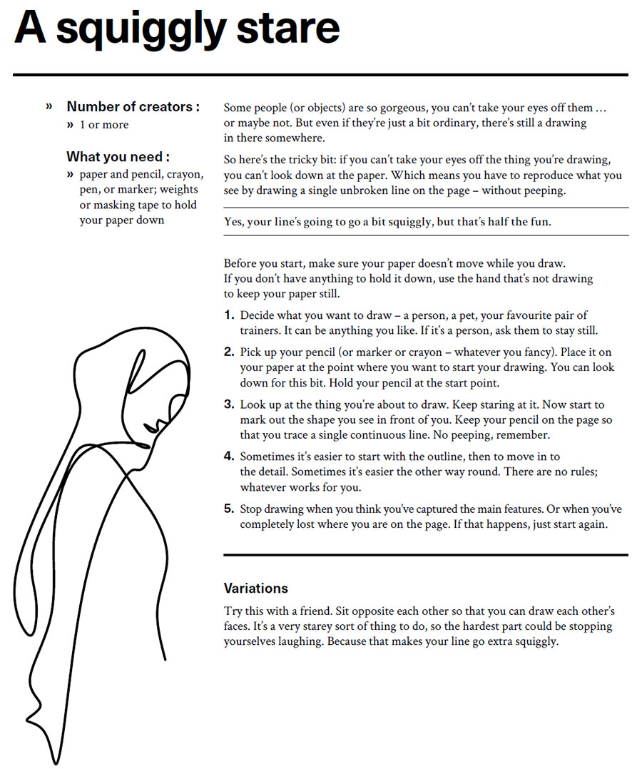 Instructions for art activity, A squiggly stare